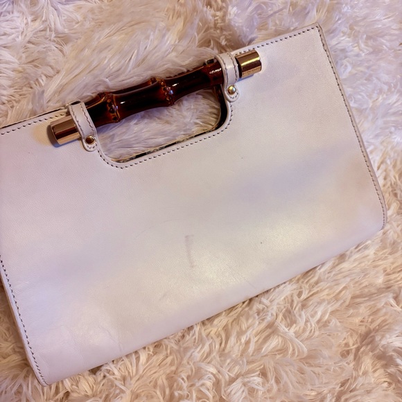 Spartina 449 Vegan Leather Bag - White with Bamboo Handle - Picture 4 of 12